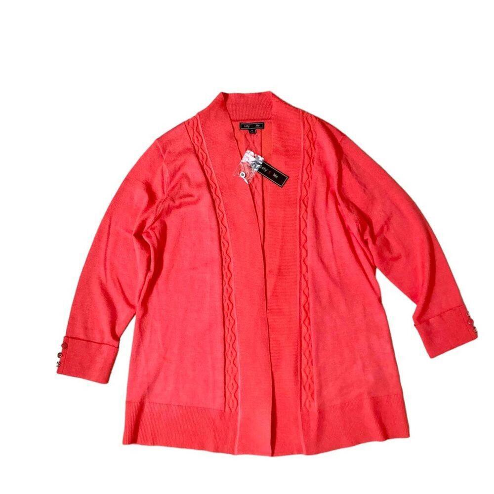 Lety & Me Stitch Fix coral cardigan open front lightweight NWT size M
